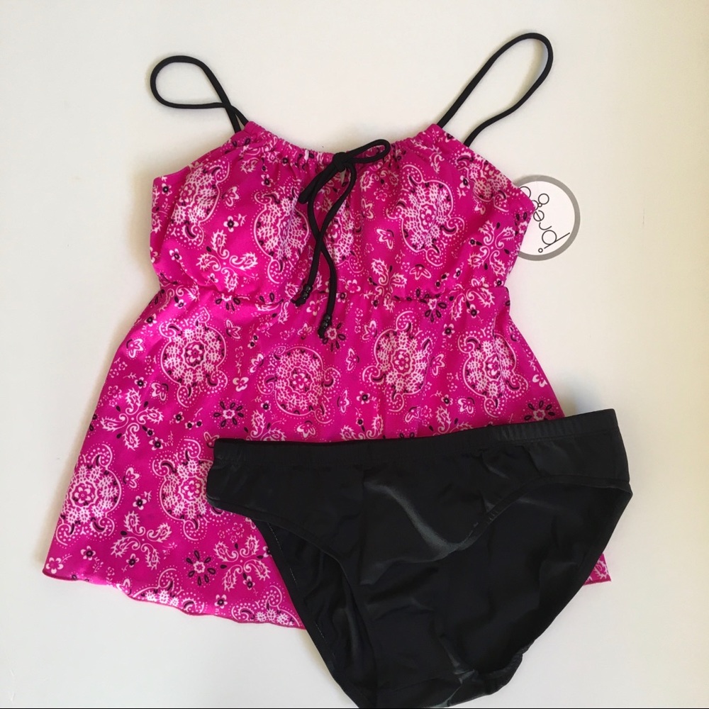 Maternity 2 piece swimsuit in Pink Bandana by Prego Maternity Small Made in USA